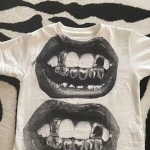 Black and White Short Sleeve Tee with Bold Graphic Design